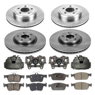 Callahan Brake Parts® - Plain Front and Rear Brake Kit with Calipers