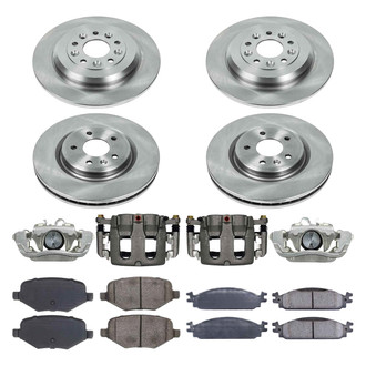 Callahan Brake Parts® - Plain Front and Rear Brake Kit with Calipers