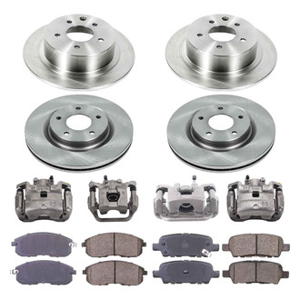 Callahan Brake Parts® - Plain Front and Rear Brake Kit with Calipers