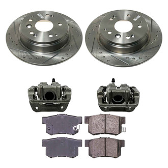 Callahan Brake Parts® - Drilled and Slotted Rear Brake Kit with Calipers