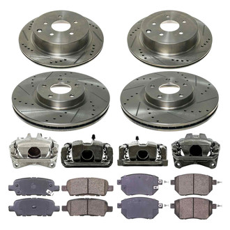 Callahan Brake Parts® - Drilled and Slotted Front and Rear Brake Kit with Calipers