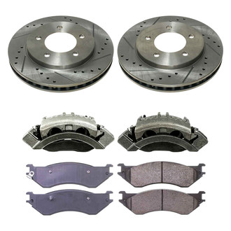 Callahan Brake Parts® - Drilled and Slotted Front Brake Kit with Calipers