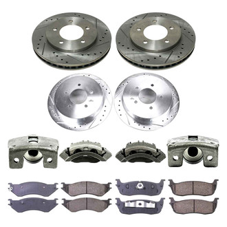 Callahan Brake Parts® - Drilled and Slotted Front and Rear Brake Kit with Calipers