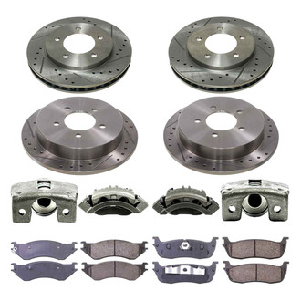 Callahan Brake Parts® - Drilled and Slotted Front and Rear Brake Kit with Calipers