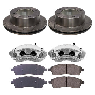 Callahan Brake Parts® - Drilled and Slotted Rear Brake Kit with Calipers