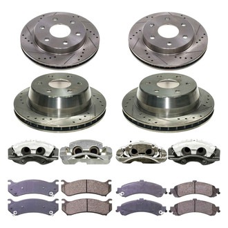 Callahan Brake Parts® - Drilled and Slotted Front and Rear Brake Kit with Calipers