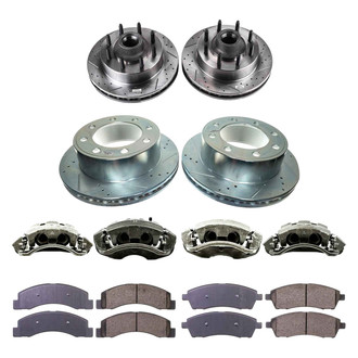 Callahan Brake Parts® - Drilled and Slotted Front and Rear Brake Kit with Calipers