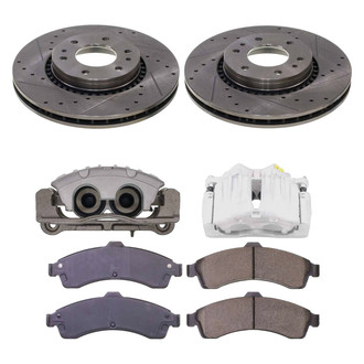 Callahan Brake Parts® - Drilled and Slotted Front Brake Kit with Calipers