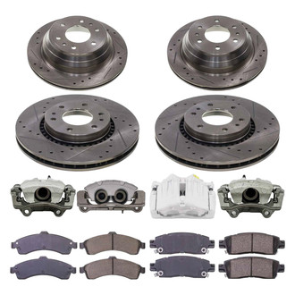 Callahan Brake Parts® - Drilled and Slotted Front and Rear Brake Kit with Calipers