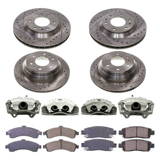 Callahan Brake Parts® - Drilled and Slotted Front and Rear Brake Kit with Calipers