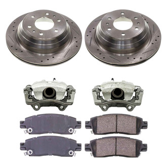 Callahan Brake Parts® - Drilled and Slotted Rear Brake Kit with Calipers