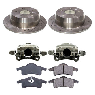 Callahan Brake Parts® - Drilled and Slotted Rear Brake Kit with Calipers