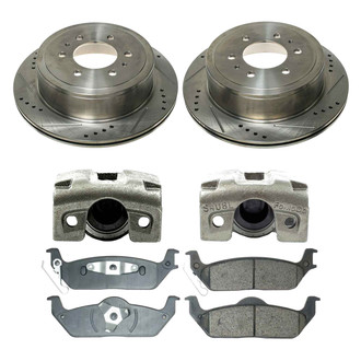 Callahan Brake Parts® - Drilled and Slotted Rear Brake Kit with Calipers