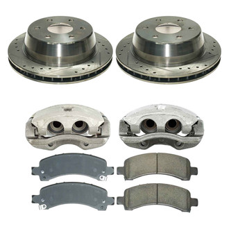 Callahan Brake Parts® - Drilled and Slotted Rear Brake Kit with Calipers