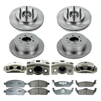 Callahan Brake Parts® - Plain Front and Rear Brake Kit with Calipers