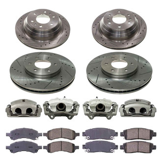 Callahan Brake Parts® - Drilled and Slotted Front and Rear Brake Kit with Calipers