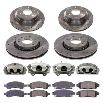 Callahan Brake Parts® - Drilled and Slotted Front and Rear Brake Kit with Calipers