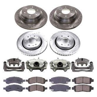 Callahan Brake Parts® - Drilled and Slotted Front and Rear Brake Kit with Calipers
