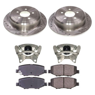 Callahan Brake Parts® - Drilled and Slotted Rear Brake Kit with Calipers