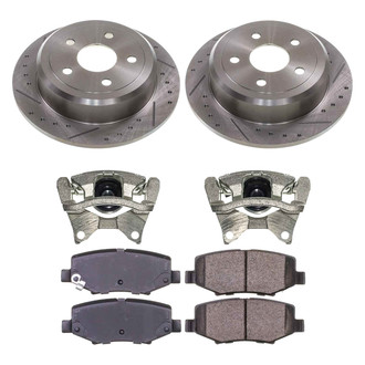 Callahan Brake Parts® - Drilled and Slotted Rear Brake Kit with Calipers