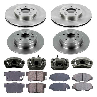 Callahan Brake Parts® - Plain Front and Rear Brake Kit with Calipers