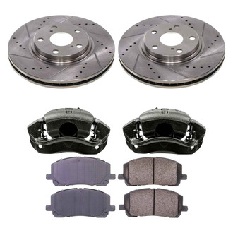 Callahan Brake Parts® - Drilled and Slotted Front Brake Kit with Calipers