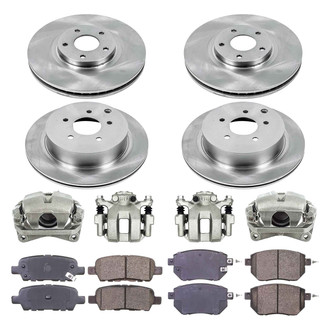 Callahan Brake Parts® - Plain Front and Rear Brake Kit with Calipers