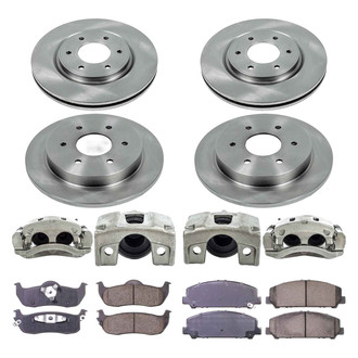 Callahan Brake Parts® - Plain Front and Rear Brake Kit with Calipers