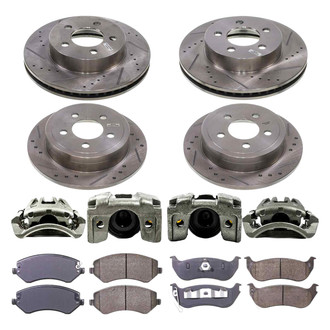Callahan Brake Parts® - Drilled and Slotted Front and Rear Brake Kit with Calipers