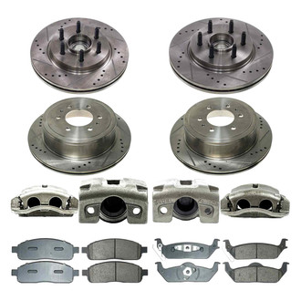 Callahan Brake Parts® - Drilled and Slotted Front and Rear Brake Kit with Calipers