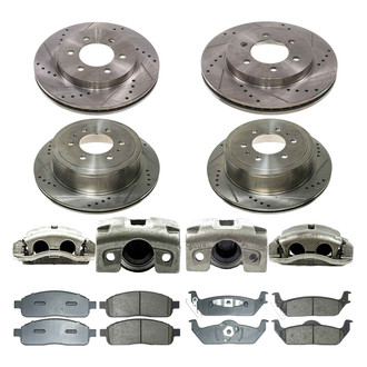 Callahan Brake Parts® - Drilled and Slotted Front and Rear Brake Kit with Calipers