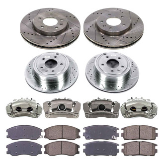 Callahan Brake Parts® - Drilled and Slotted Front and Rear Brake Kit with Calipers