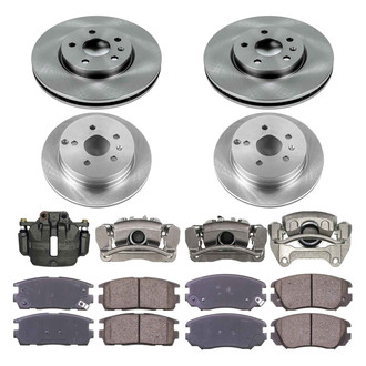 Callahan Brake Parts® - Plain Front and Rear Brake Kit with Calipers