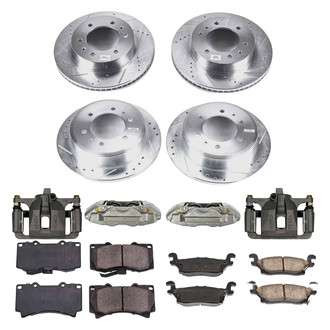 Callahan Brake Parts® - Drilled and Slotted Front and Rear Brake Kit with Calipers