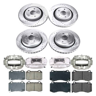 Callahan Brake Parts® - Drilled and Slotted Front and Rear Brake Kit with Calipers