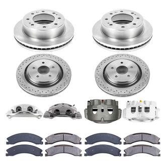 Callahan Brake Parts® - Plain Front and Rear Brake Kit with Calipers