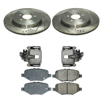 Callahan Brake Parts® - Drilled and Slotted Rear Brake Kit with Calipers