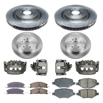 Callahan Brake Parts® - Plain Front and Rear Brake Kit with Calipers