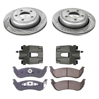 Callahan Brake Parts® - Drilled and Slotted Rear Brake Kit with Calipers