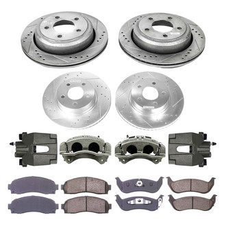 Callahan Brake Parts® - Drilled and Slotted Front and Rear Brake Kit with Calipers