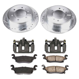 Callahan Brake Parts® - Drilled and Slotted Rear Brake Kit with Calipers