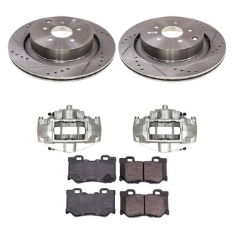 Callahan Brake Parts® - Drilled and Slotted Rear Brake Kit with Calipers