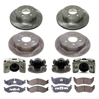 Callahan Brake Parts® - Drilled and Slotted Front and Rear Brake Kit with Calipers