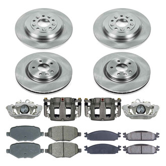 Callahan Brake Parts® - Plain Front and Rear Brake Kit with Calipers