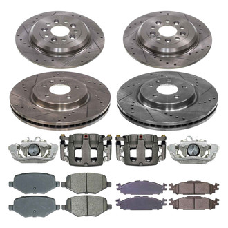 Callahan Brake Parts® - Drilled and Slotted Front and Rear Brake Kit with Calipers