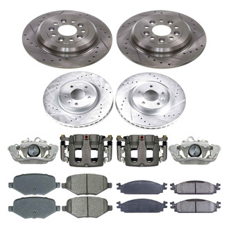 Callahan Brake Parts® - Drilled and Slotted Front and Rear Brake Kit with Calipers