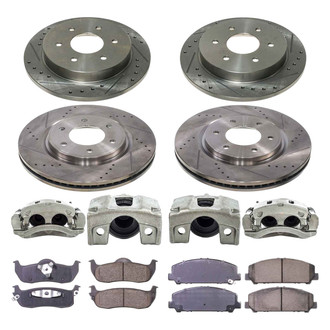 Callahan Brake Parts® - Drilled and Slotted Front and Rear Brake Kit with Calipers