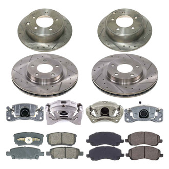 Callahan Brake Parts® - Drilled and Slotted Front and Rear Brake Kit with Calipers