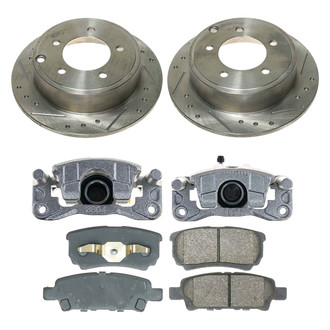 Callahan Brake Parts® - Drilled and Slotted Rear Brake Kit with Calipers