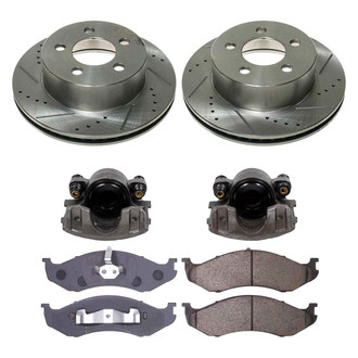 Callahan Brake Parts® - Drilled and Slotted Front Brake Kit with Calipers